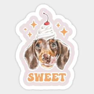 Sweet Chocolate Dachshund with a Cherry on Top! Sticker